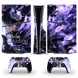 Autocollant ps5 slim disc solo leveling avec consoles et manettes rouge et noir thème anime solo leveling arise