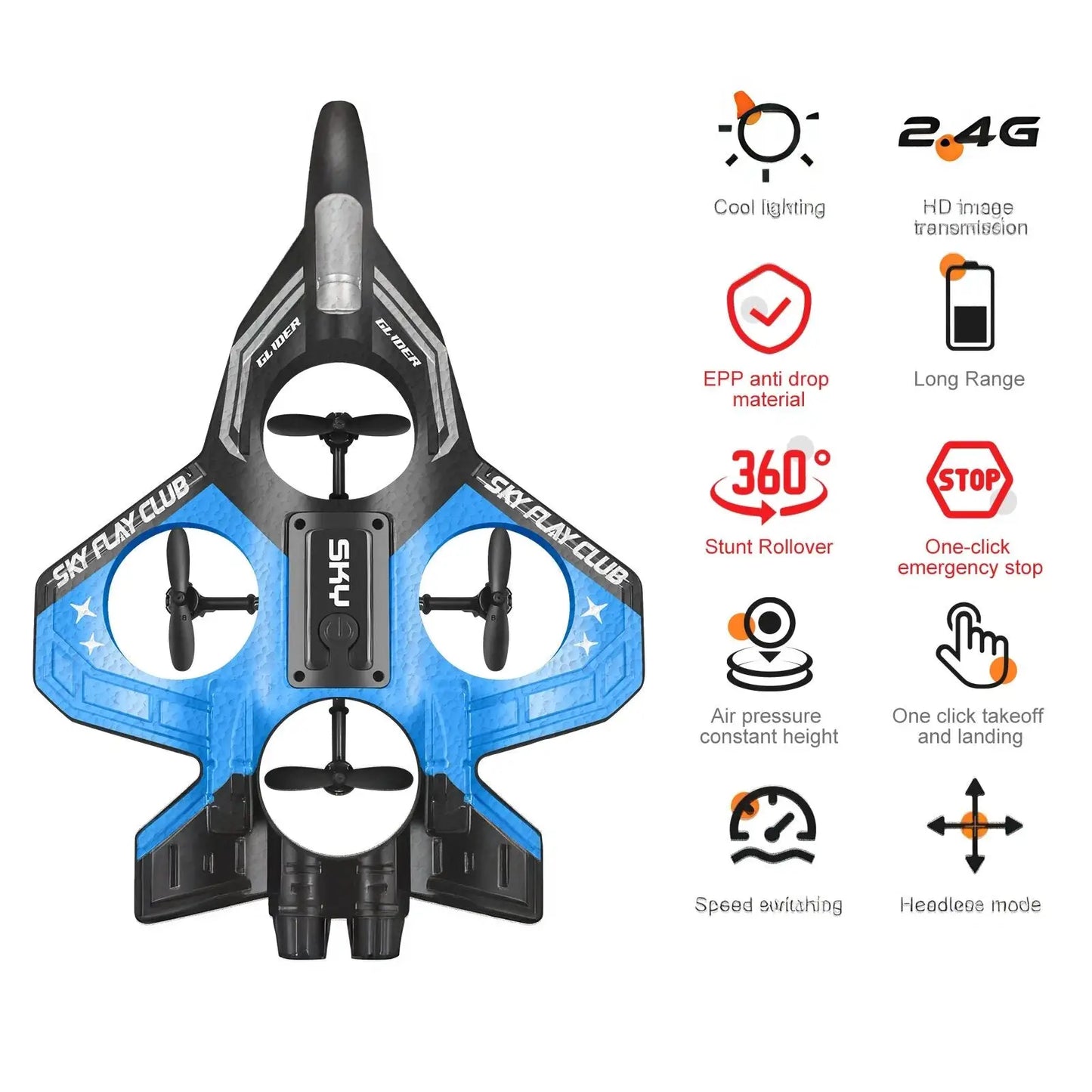 Four-axis remote-controlled fighter jet