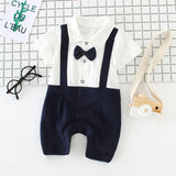 Barboteuse Gentleman Classique avec Nœud Papillon Bébé (100% Coton Léger)