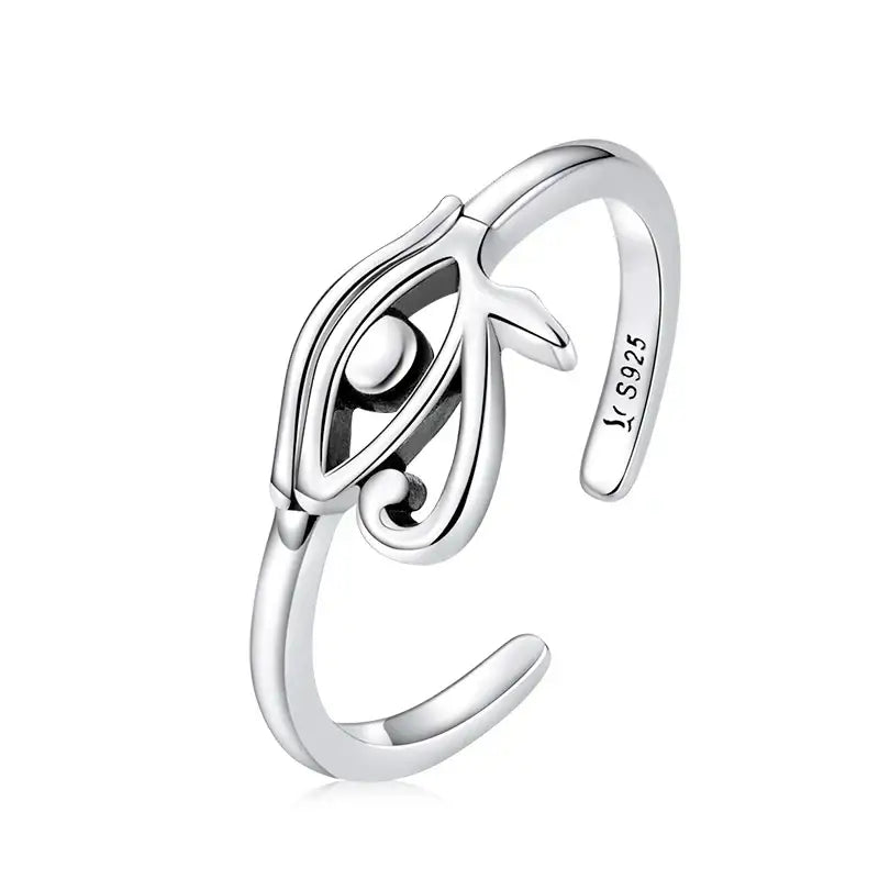 Bague argent 925 œil d’horus en argent sterling avec design œil délicat et perle blanche centrale