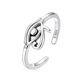 Bague argent 925 œil d’horus en argent sterling avec design œil délicat et perle blanche centrale