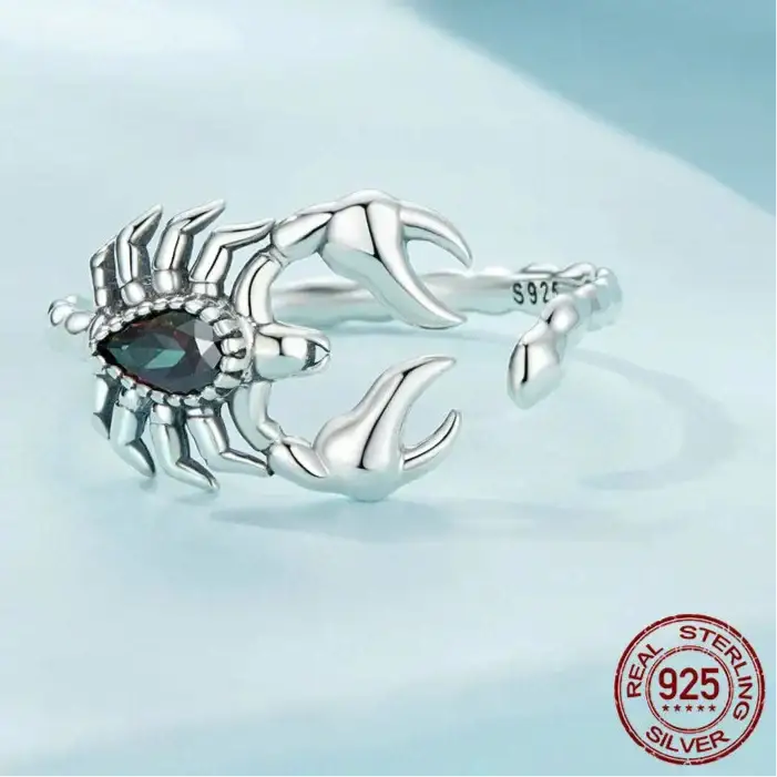 925 Silver Scorpion Diamond Ring