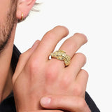 Gold-Plated Crocodile Silver Ring
