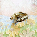 Gold-Plated Crocodile Silver Ring