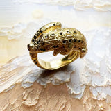Gold-Plated Crocodile Silver Ring