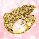 Gold-Plated Crocodile Silver Ring