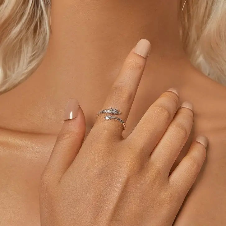 Sterling Silver Adjustable Dragon Ring