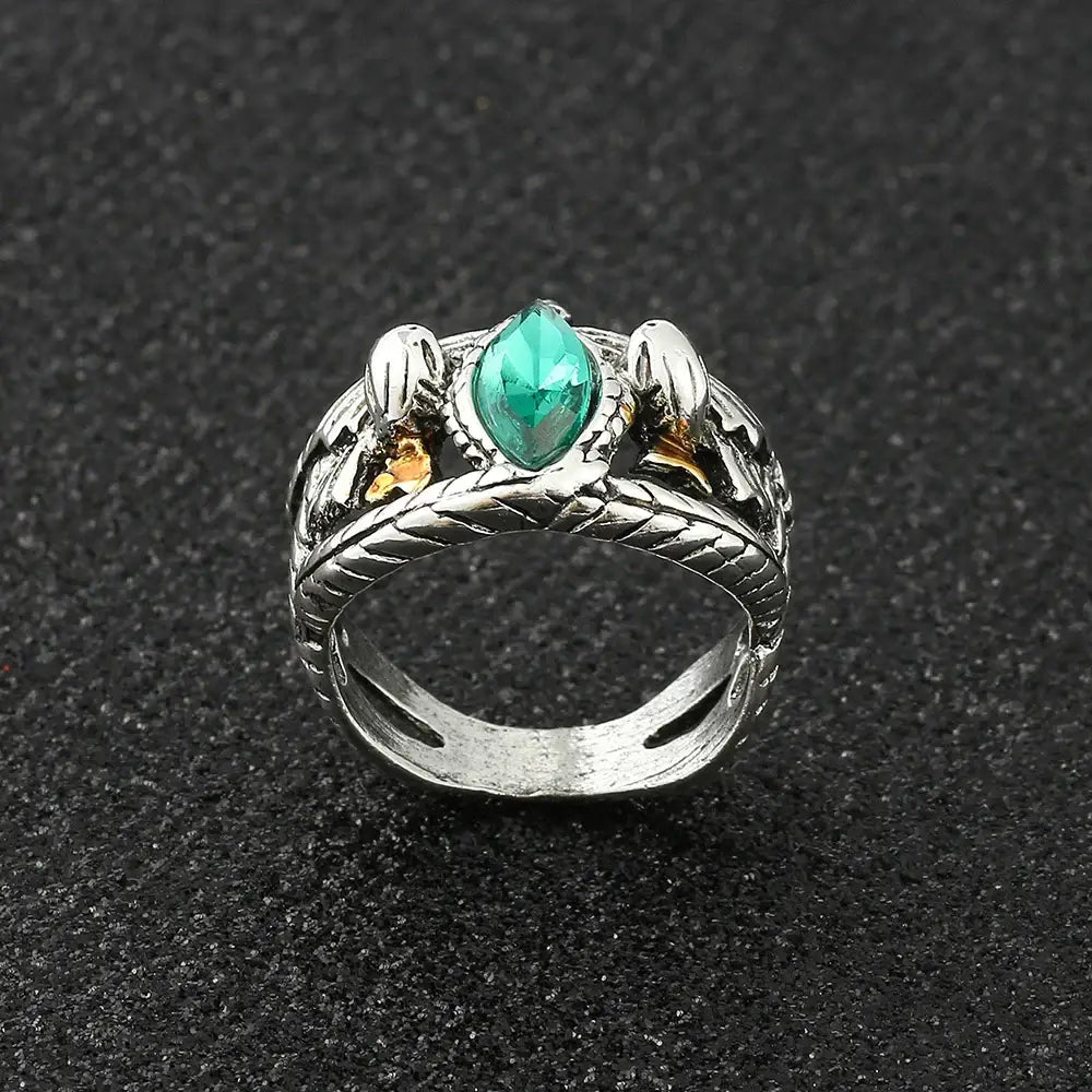 Bague de barahir seigneur des anneaux en argent avec dragon détaillé et pierre précieuse teal chargez l’histoire