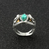 Bague de barahir seigneur des anneaux en argent avec dragon détaillé et pierre précieuse teal chargez l’histoire