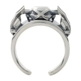 Bague pokémon metalosse metagross en argent avec design de pince détaillé et visage menaçant pokémon iconique