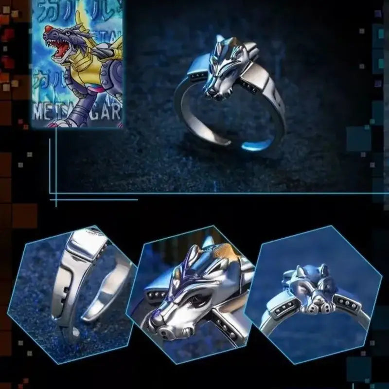 Anime Rings Digimon Greymon Garurumon