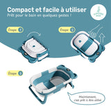 Baignoire bébé pliable compacte BEAR – Coussin & thermomètre inclus