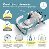 Baignoire bébé pliable compacte BEAR – Coussin & thermomètre inclus