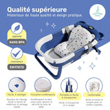 Baignoire bébé pliable compacte BEAR – Coussin & thermomètre inclus