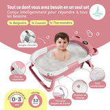 Baignoire bébé pliable compacte BEAR – Coussin & thermomètre inclus