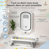 Baignoire bébé pliable sur pied – Transat ou coussin inclus