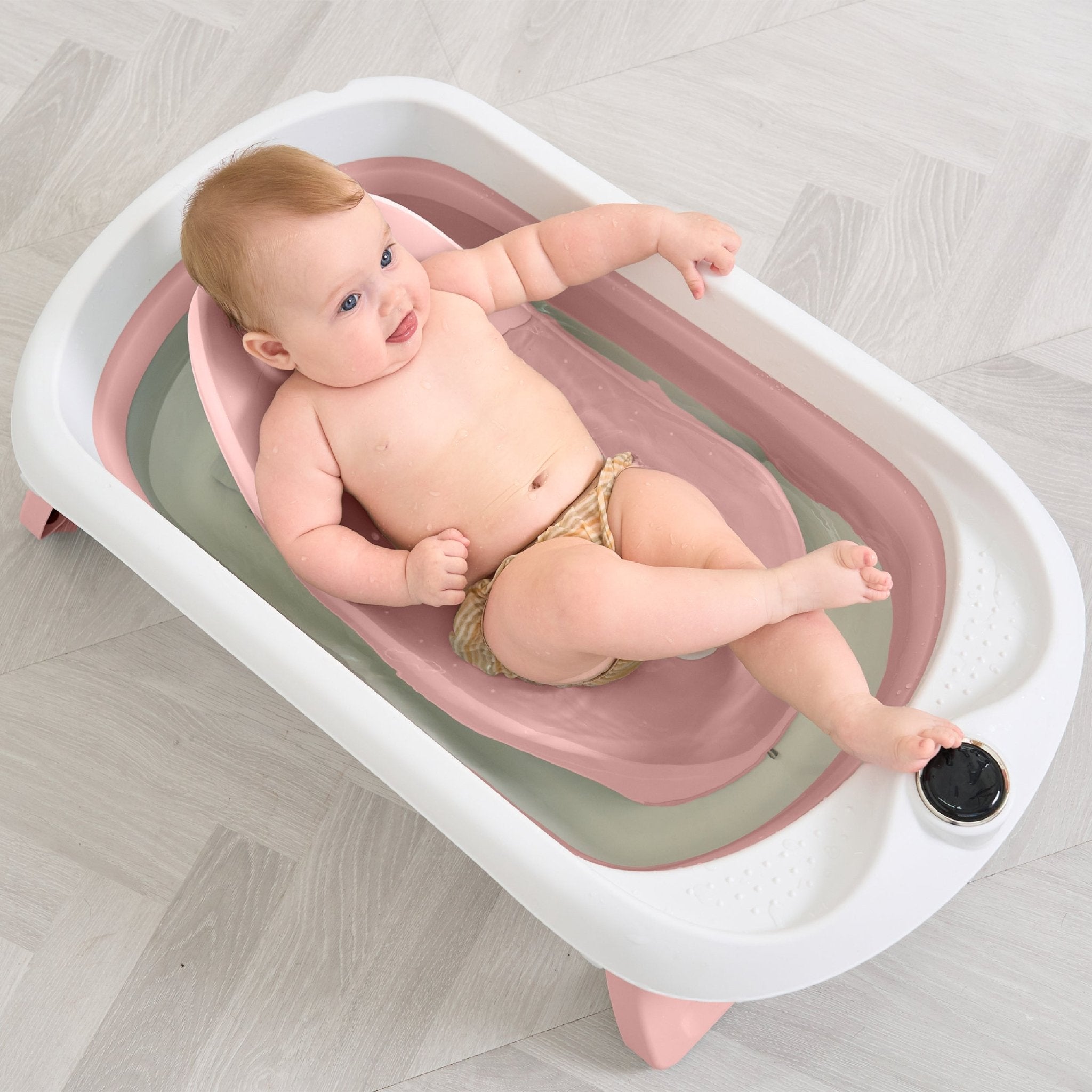 Baignoire bébé pliable sur pied – Transat ou coussin inclus