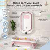 Baignoire bébé pliable sur pied – Transat ou coussin inclus