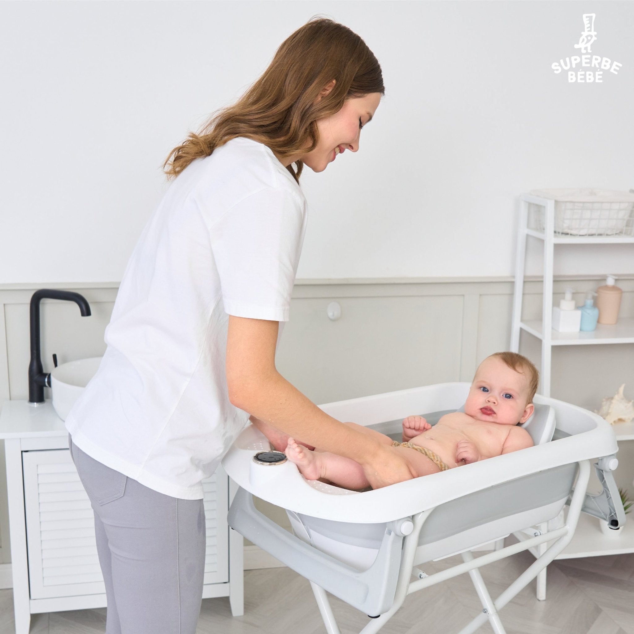 Baignoire bébé pliable avec support et kit de drainage