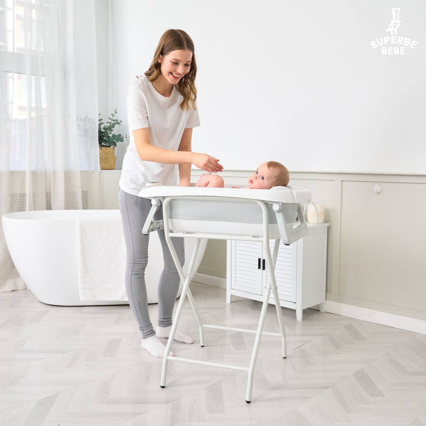 Baignoire bébé pliable avec support et kit de drainage