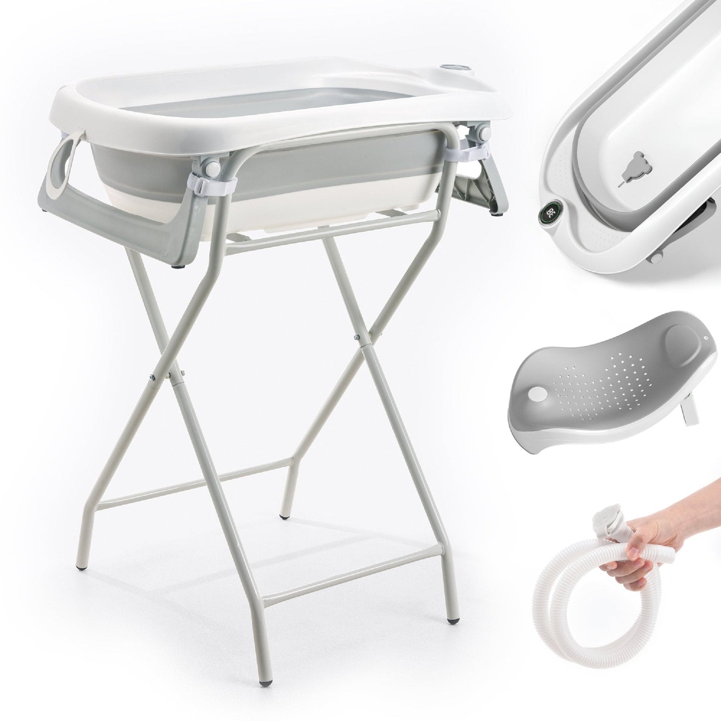 Baignoire bébé pliable avec support et kit de drainage
