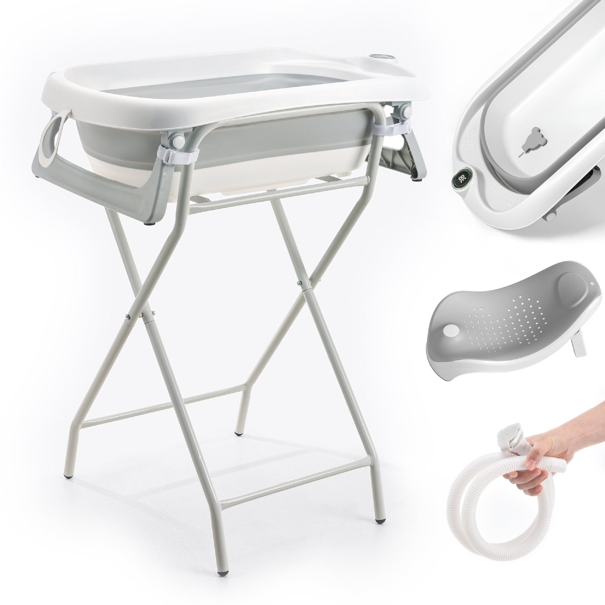 Baignoire bébé pliable avec support et kit de drainage