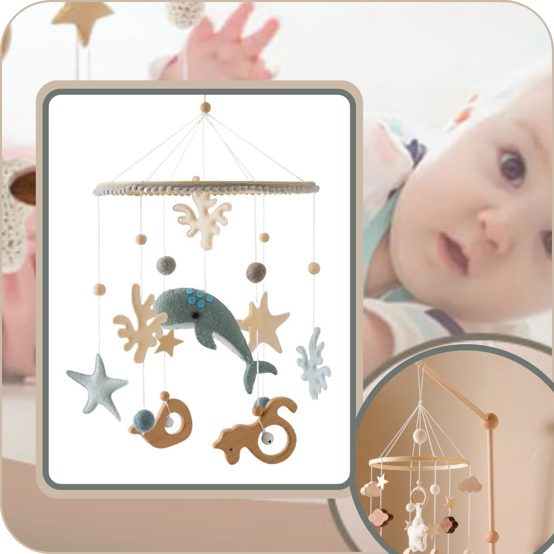 Giostrina da Culla *BALENA E CORALLO* Decorazione Stanza del Neonato Oceanica