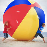 Balle géante de plage 80cm gonflable avec sections rouges jaunes et bleues pour aventures aquatiques délirantes fun xxl