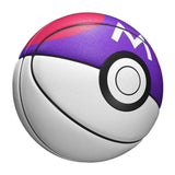 Ballon basketball officiel pokémon texturé rouge violet et blanc imitant une poké ball pour usage sportif