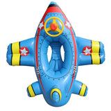Bateau avion gonflable natation pour bébé en pvc environnemental bleu avec ailes jaunes et étoiles rouges