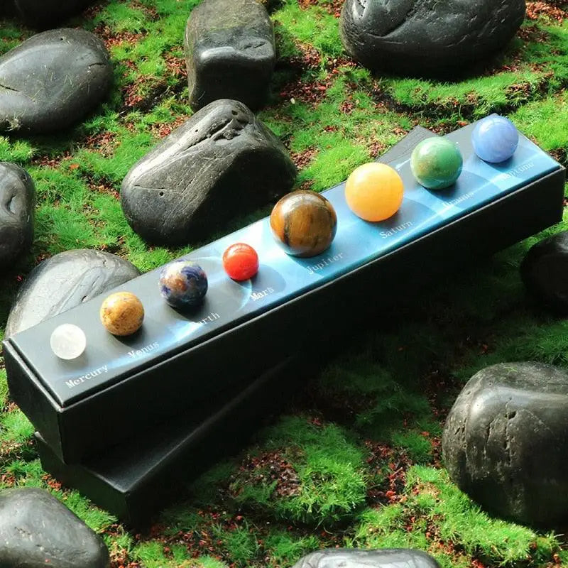 Natural Crystal Solar System Marbles