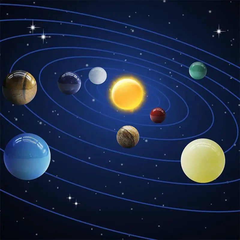 Natural Crystal Solar System Marbles