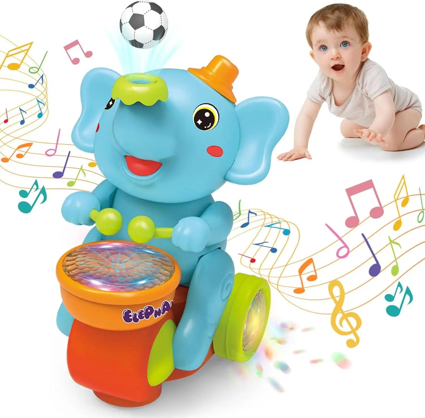 Giocattolo Elefante Musicale Spara Palline per Bambini