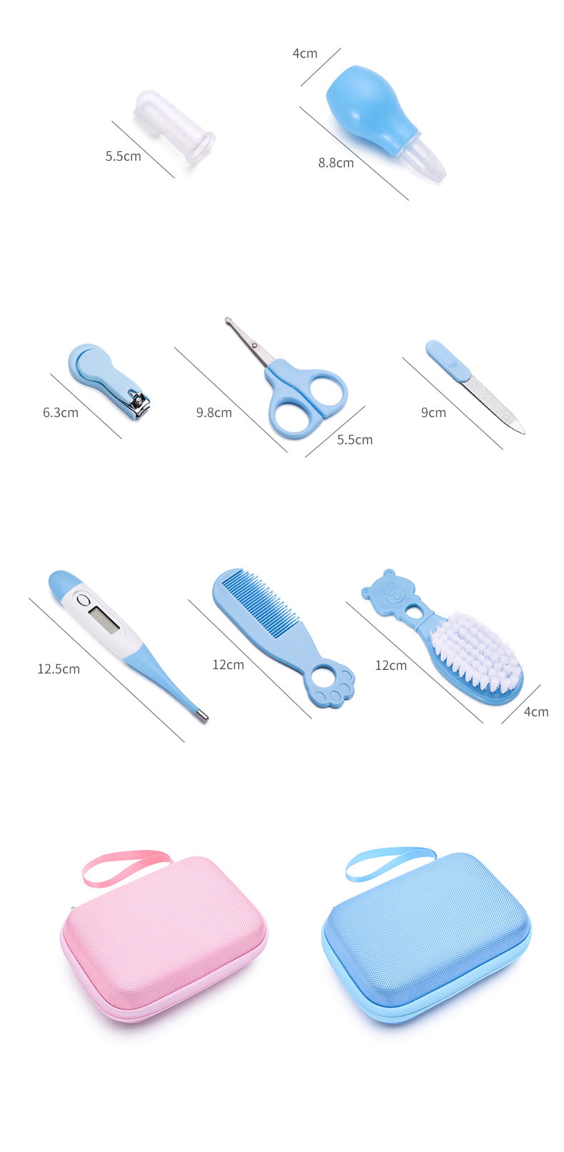 L'Essenziale del Set di Toelettatura per Neonato | Kit per la Cura del Bambino da 8 Pezzi