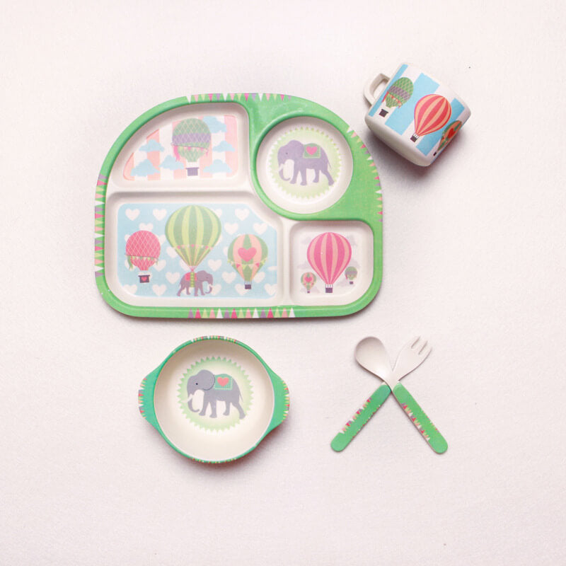 EcoMunch™ Bamboo Suction Plate & Spoon Set (Stay-Put)