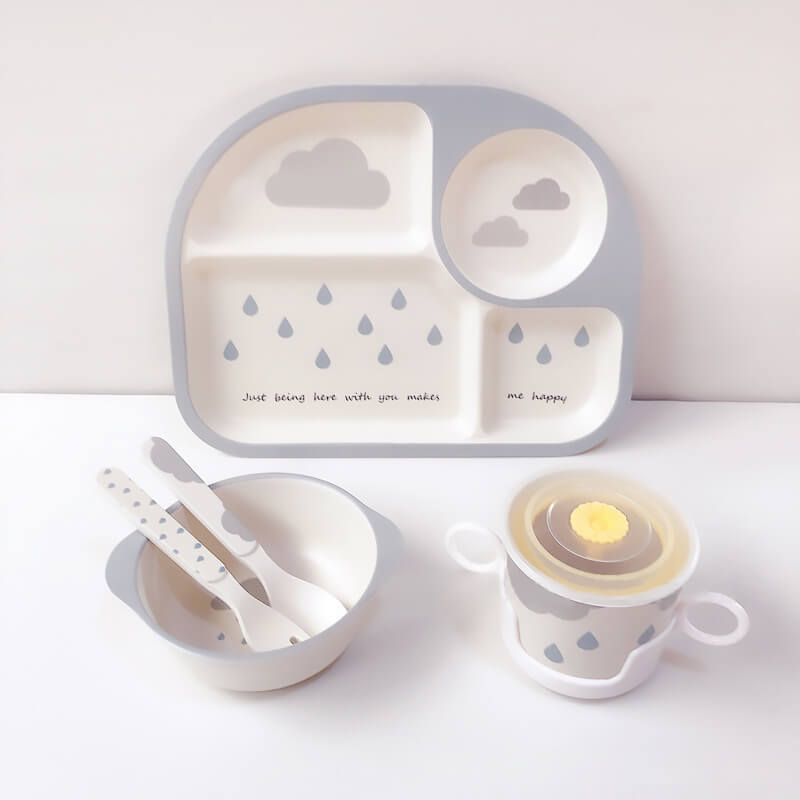 EcoMunch™ Bamboo Suction Plate & Spoon Set (Stay-Put)