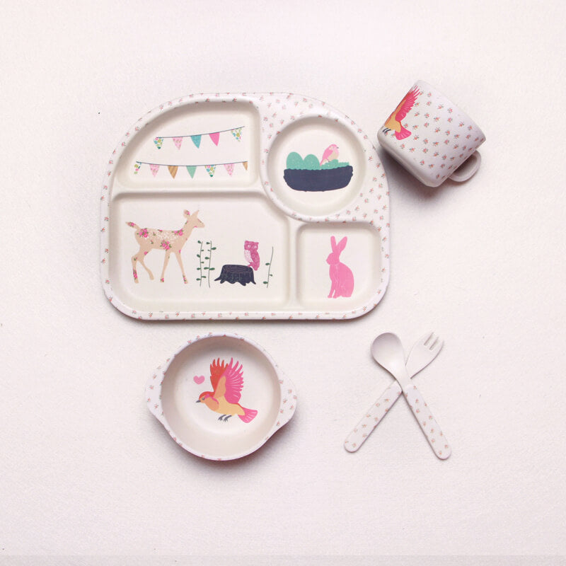 EcoMunch™ Bamboo Suction Plate & Spoon Set (Stay-Put)