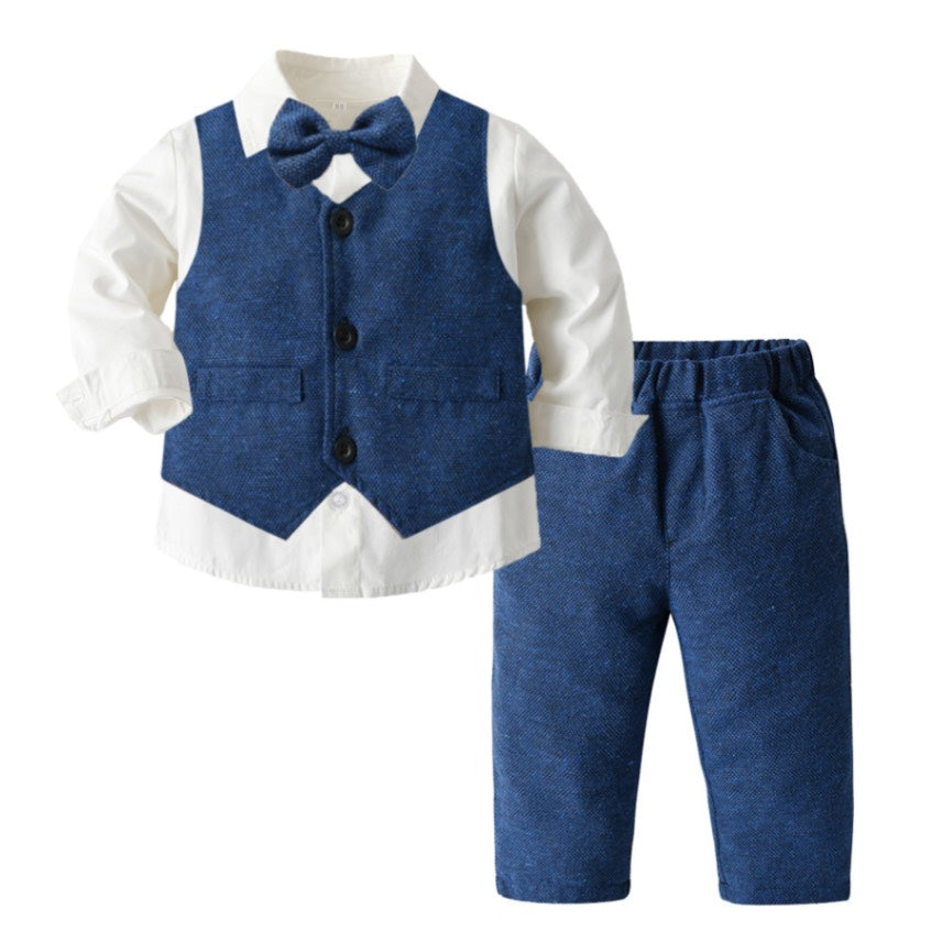 The Little Gentleman's 3-Piece Suit Set | 100% Cotton Vest, Shirt & Trousers