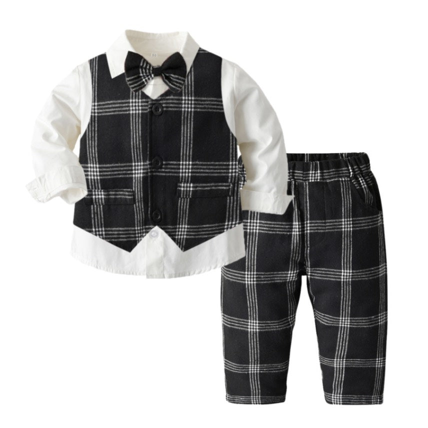 The Little Gentleman's 3-Piece Suit Set | 100% Cotton Vest, Shirt & Trousers