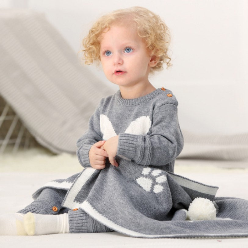Tutina in maglia Le Petit Sauteur | Coda di coniglio e pompon