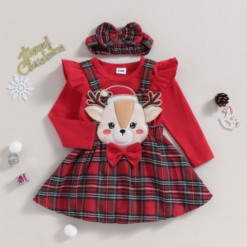 Set Natalizio Renna Felice | Outfit da Festa 3 Pezzi