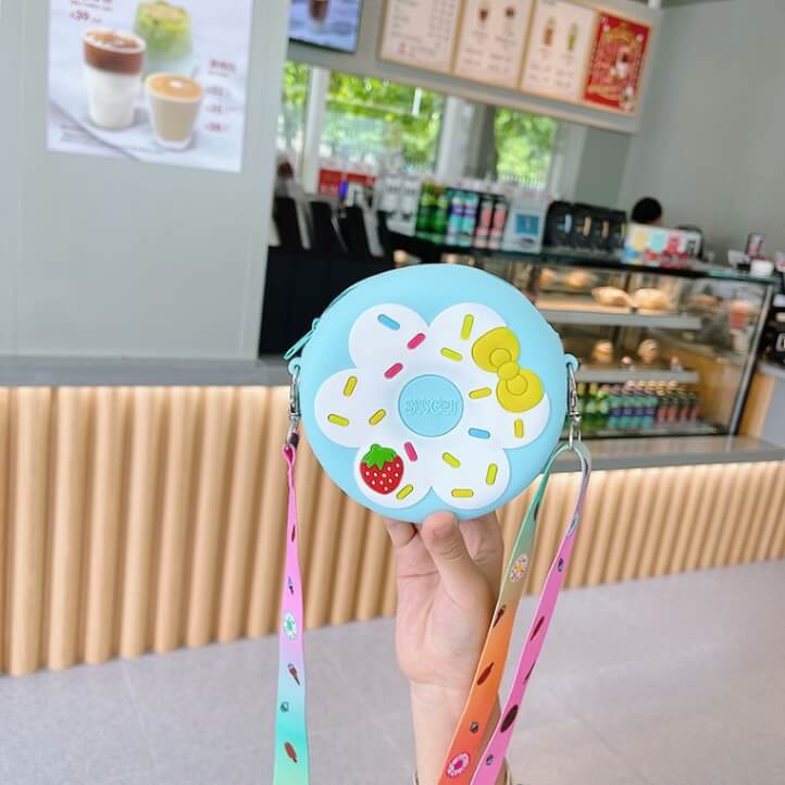 La borsetta a tracolla in silicone Donut | Borsa a tracolla impermeabile per bambini
