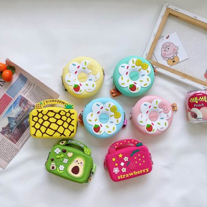 La borsetta a tracolla in silicone Donut | Borsa a tracolla impermeabile per bambini