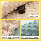 Copertina per Neonati in Peluche Blu con Nastro e Motivo a Pois sul Retro | Pile Sensoriale a Doppio Strato