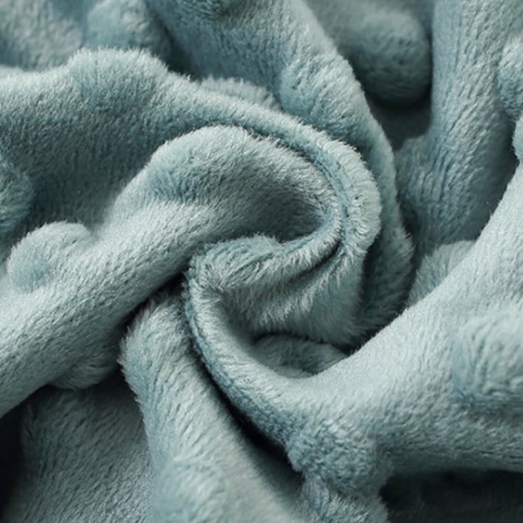 Copertina per Neonati in Peluche Blu con Nastro e Motivo a Pois sul Retro | Pile Sensoriale a Doppio Strato