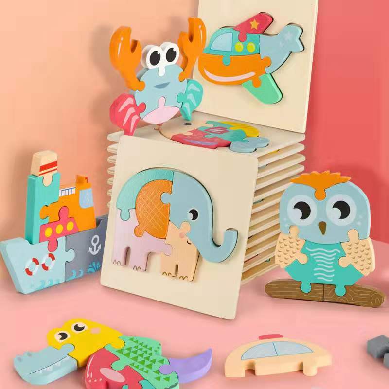 Puzzle Animale 3D in Legno MontessoriFit™ | Giocattolo per l'Apprendimento Precoce