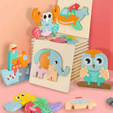 Puzzle Animale 3D in Legno MontessoriFit™ | Giocattolo per l'Apprendimento Precoce