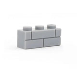 Bloc lego mur brique gris en plastique avec trois picots et conception classique pour assemblage modulaire mur brique