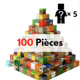 Pyramide 3d colorée composée de 100 blocs magnétiques minecraft en papier aux textures et couleurs variées