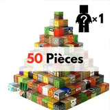 Pyramide colorée de 50 blocs magnétiques minecraft en papier avec textures herbe pierre bois et tnt jouet construction